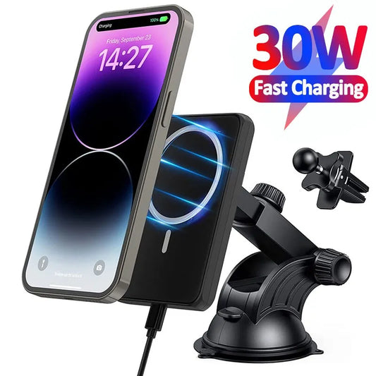 30W Magnetic Car Wireless Charger Air Vent Phone Holder Stand for iPhone 15 14 13 Pro Max Macsafe Chargers Fast Charging Station